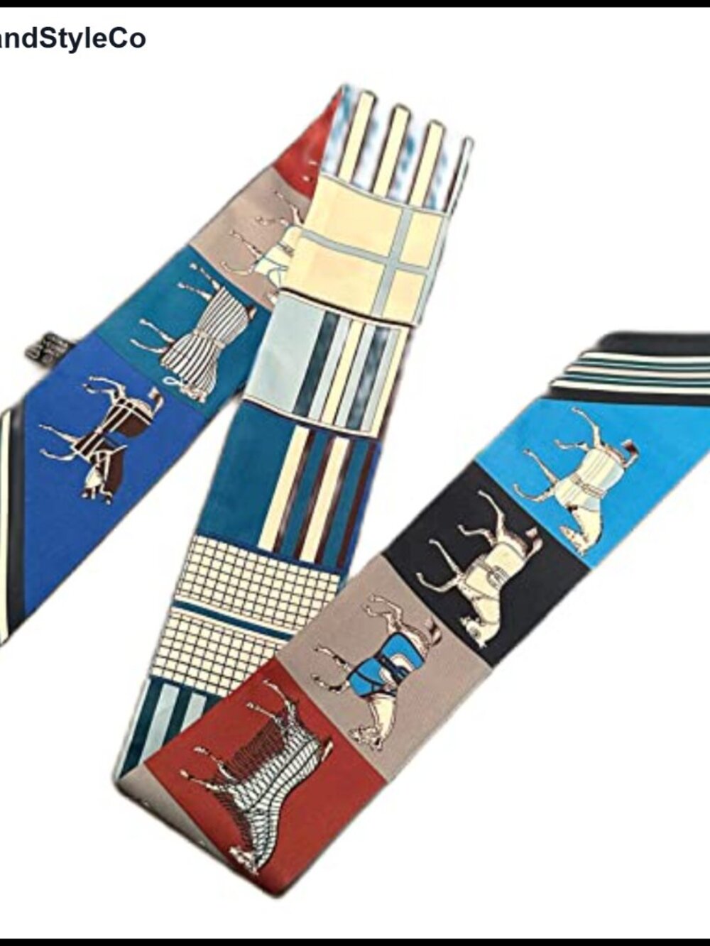 Horse Skinny Scarf Women Polyester Silk-Like Bag Purse Hair Accessory